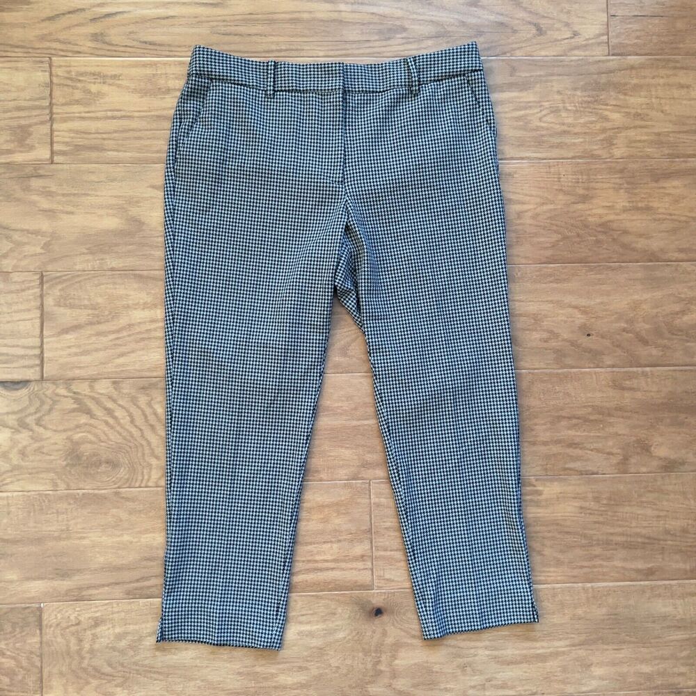 Talbots Pants Size 12P Petite Hampshire Ankle Houndstooth Black/Gray